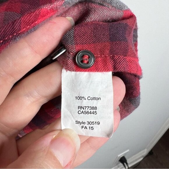 J Crew Factory Womens Size Small The Perfect Shirt Red Grey Flannel Longsleeve - Picture 8 of 9